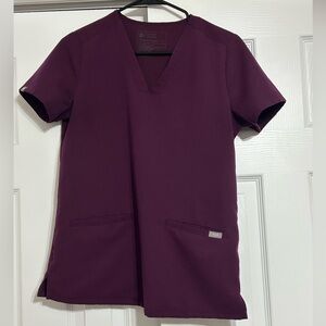 Figs Deep Purple Casma Three Pocket Scrub Top